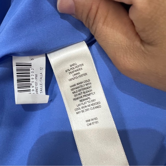 Eliza J Blue Peplum A-Line Dress with Puff Sleeves - Picture 11 of 14